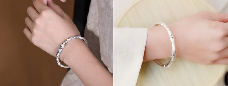 Lắc tay bạc nữ vân trơn